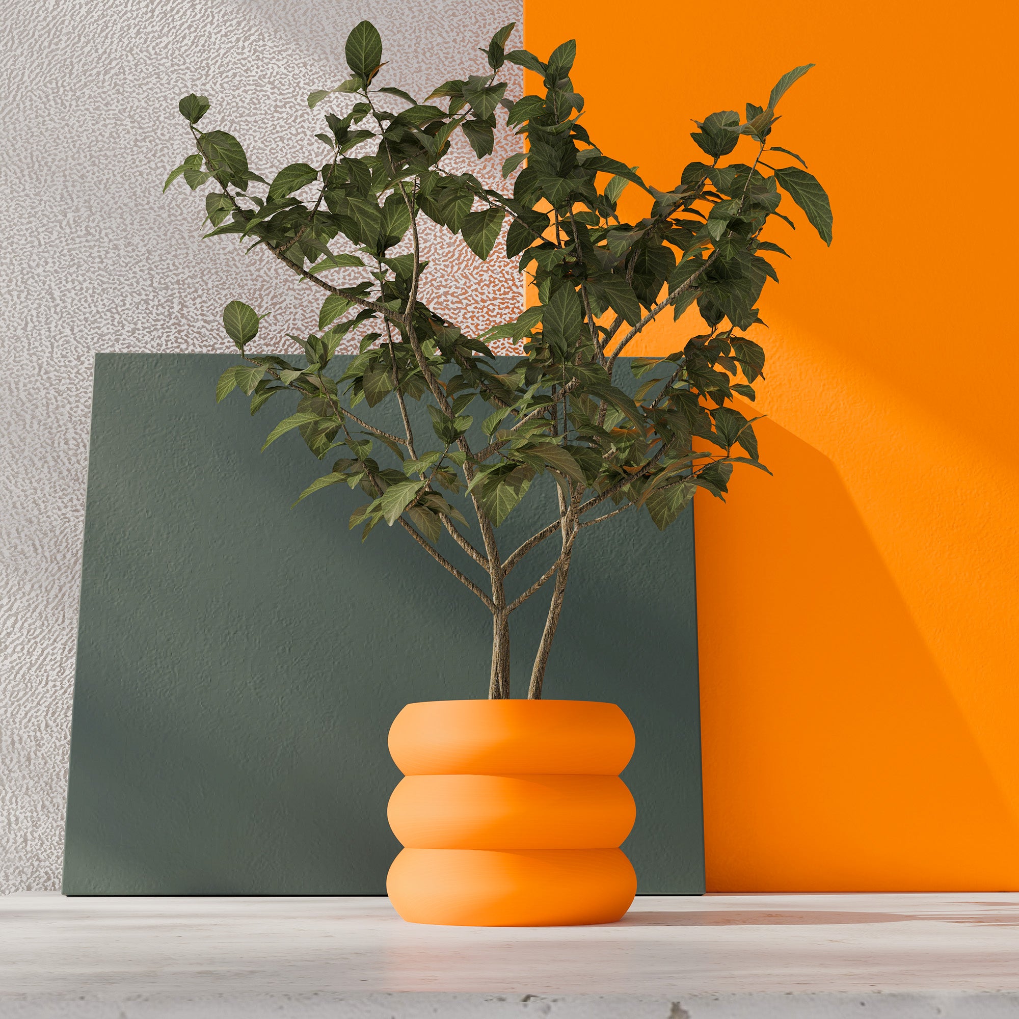 Orange 'Versailles' Planter Pot: Eco-Friendly Japandi Decor