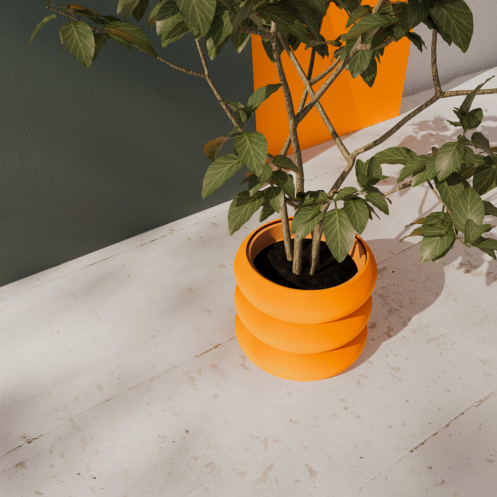 Orange 'Versailles' Planter Pot: Eco-Friendly Japandi Decor