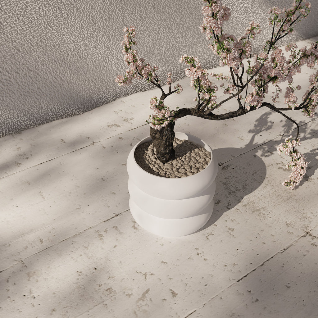 White 'Versailles' Indoor Planter Pot: Japandi Home Decor