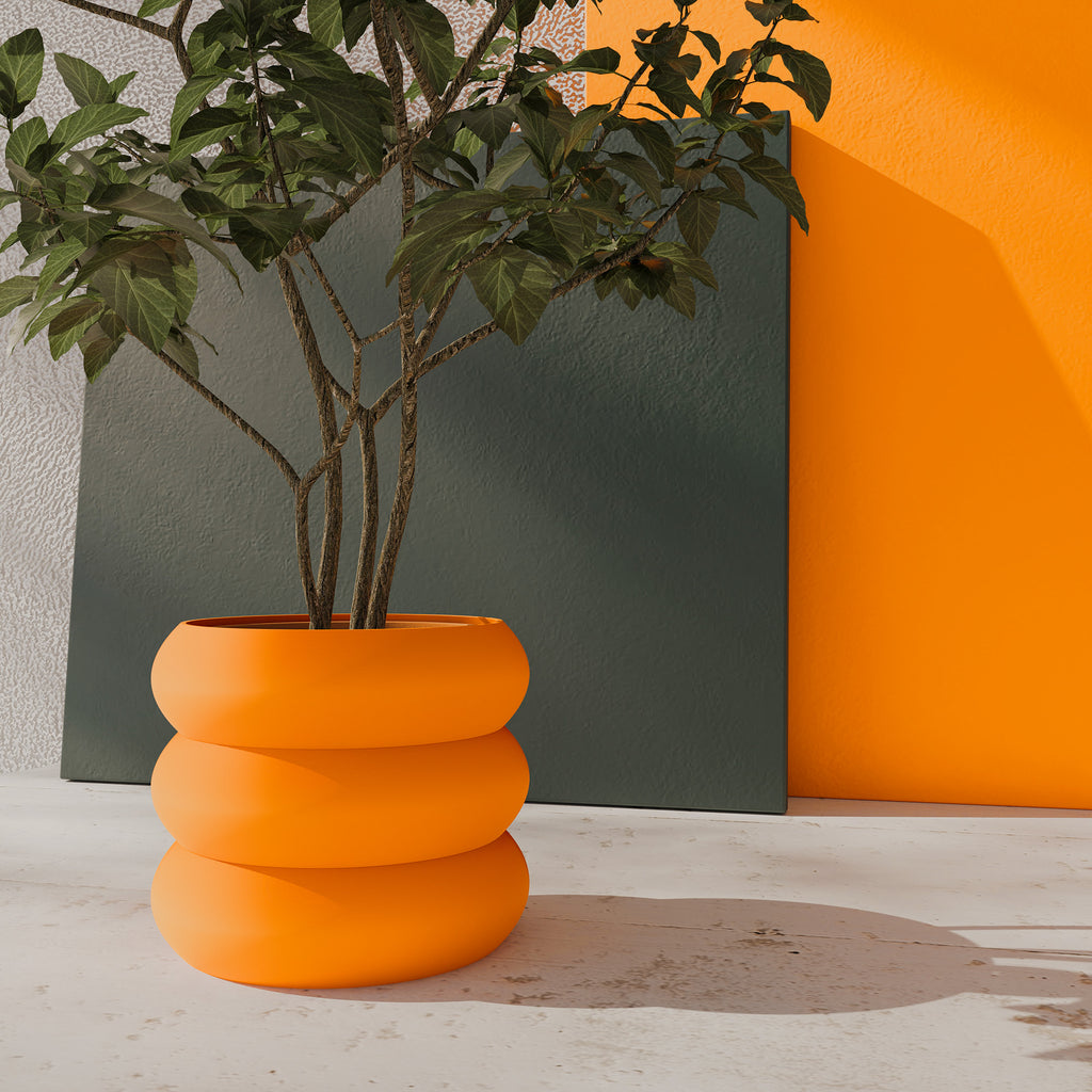 Orange 'Versailles' Planter Pot: Eco-Friendly Japandi Decor