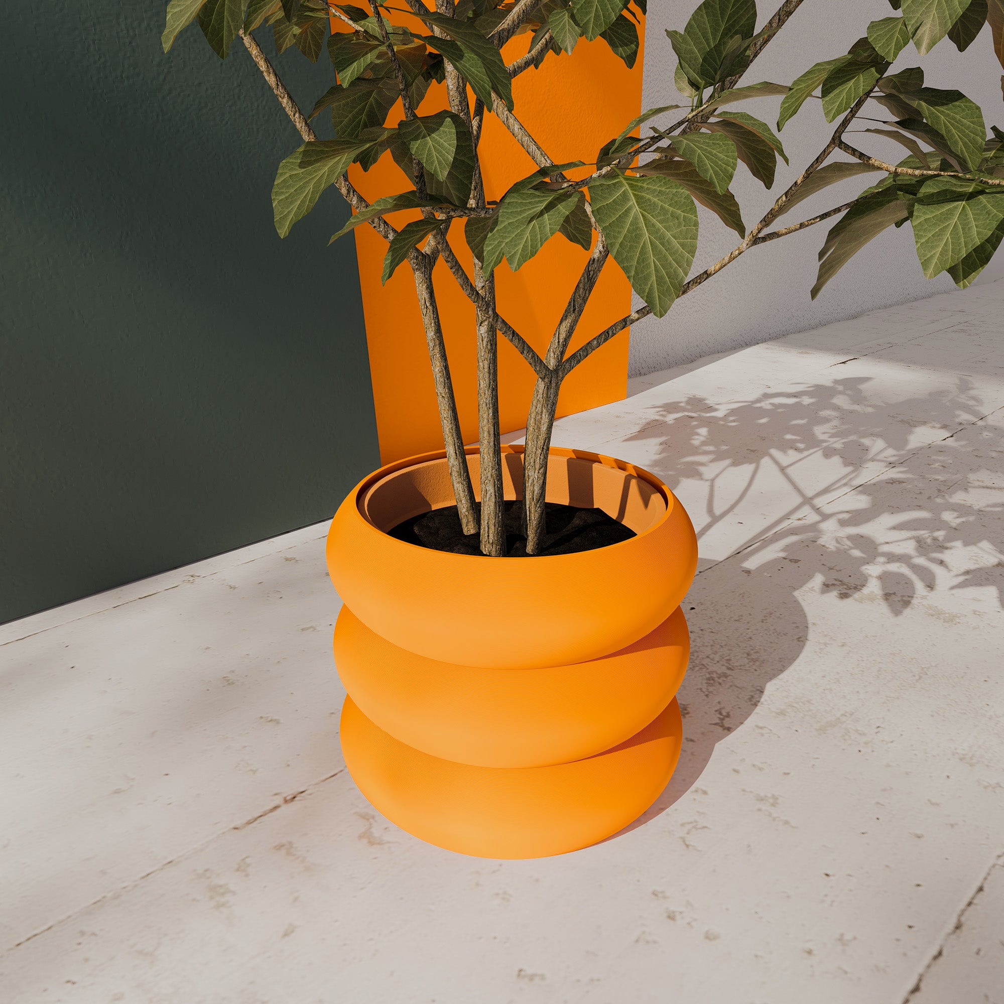 Orange 'Versailles' Planter Pot: Eco-Friendly Japandi Decor