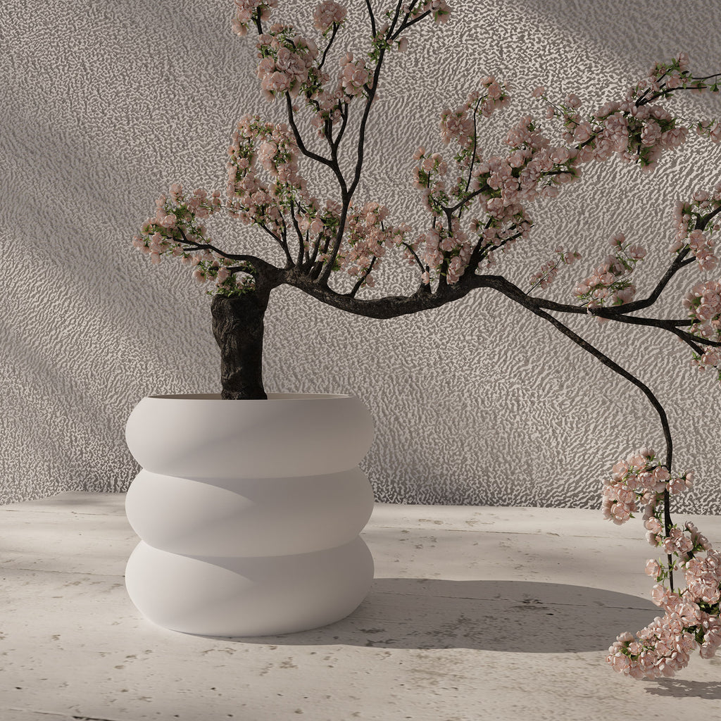 White 'Versailles' Indoor Planter Pot: Japandi Home Decor