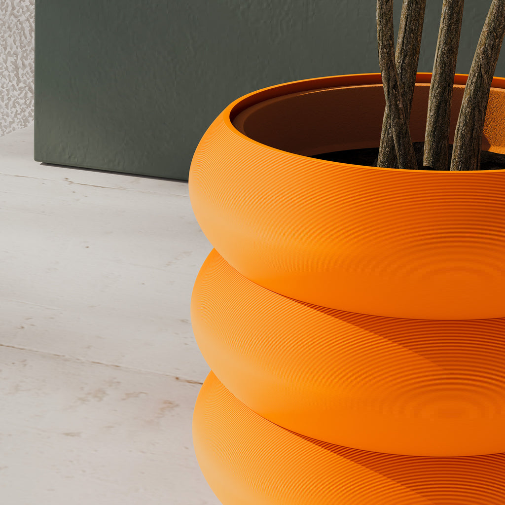 Orange 'Versailles' Planter Pot: Eco-Friendly Japandi Decor