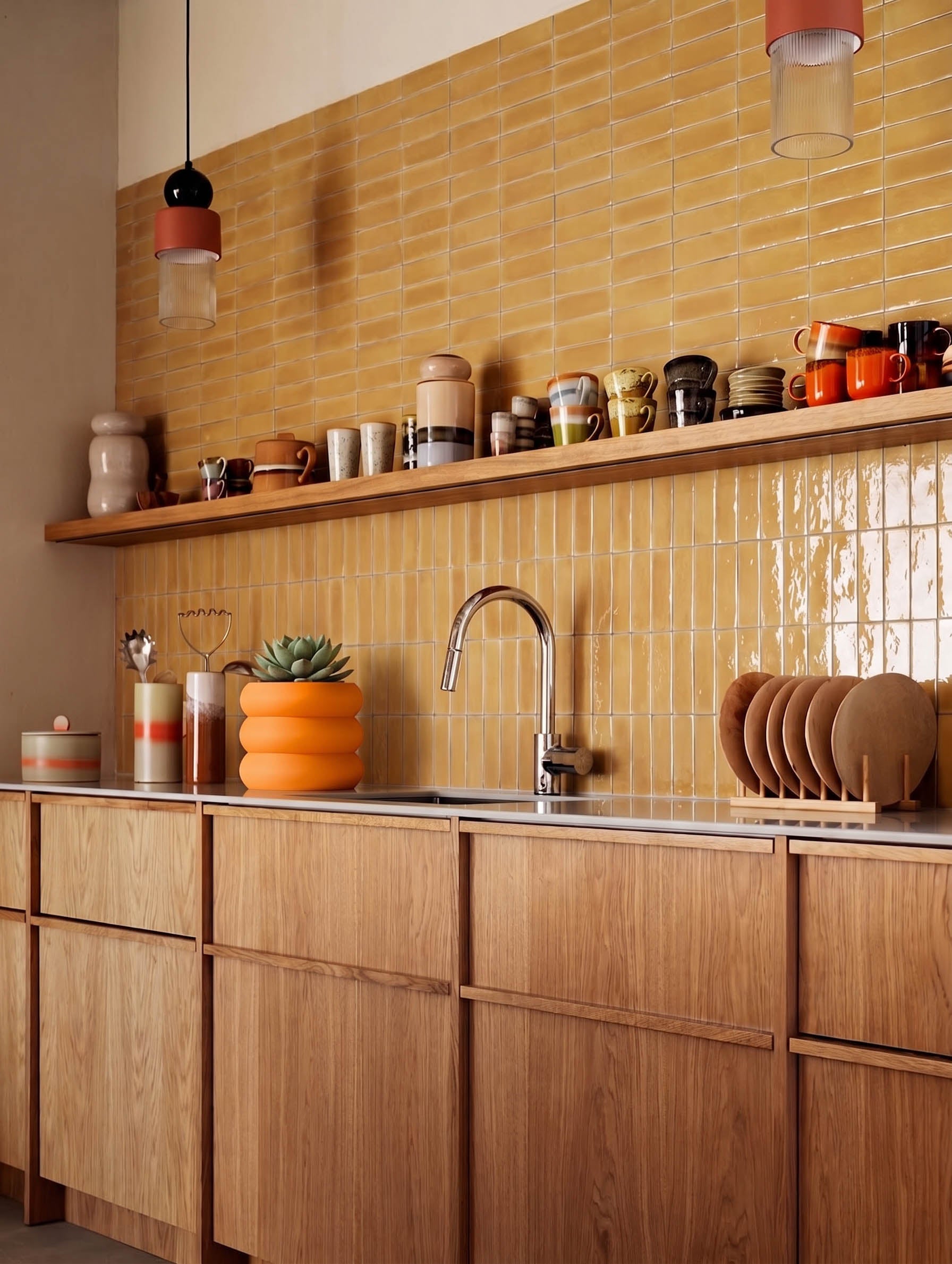 Orange 'Versailles' Planter Pot: Eco-Friendly Japandi Decor