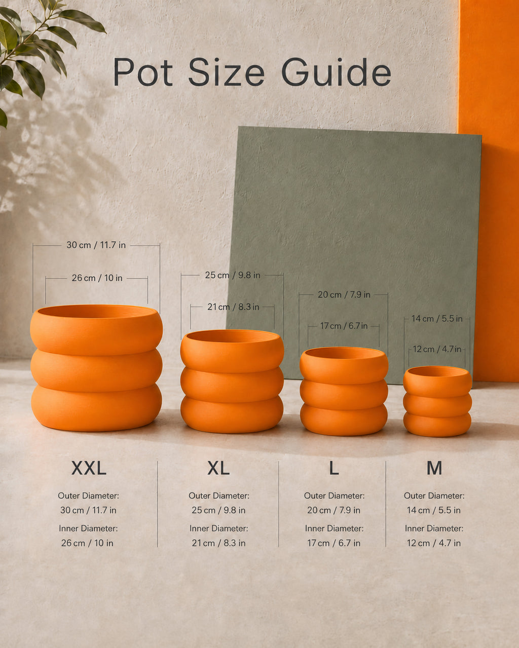 Orange 'Versailles' Planter Pot: Eco-Friendly Japandi Decor